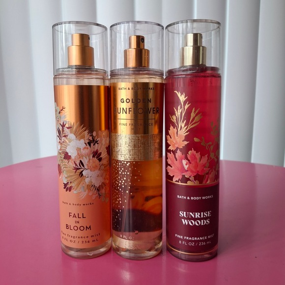Bath & Body Works Other - Bath & Body Works FALL IN BLOOM GOLDEN SUNFLOWER SUNRISE WOODS Mist 8oz Set of 3